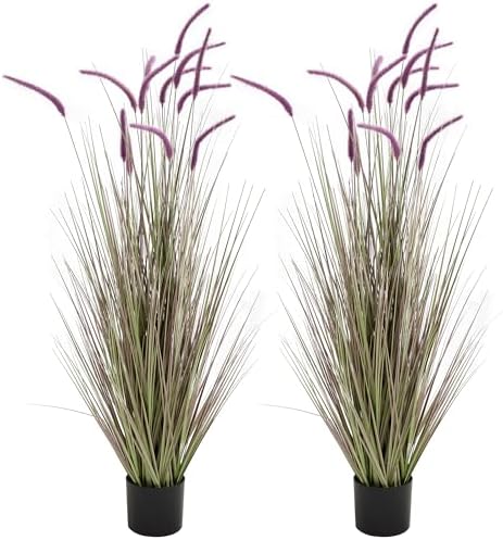 KOL Artificial Purple Horsetail Grass 5ft 2-Pack