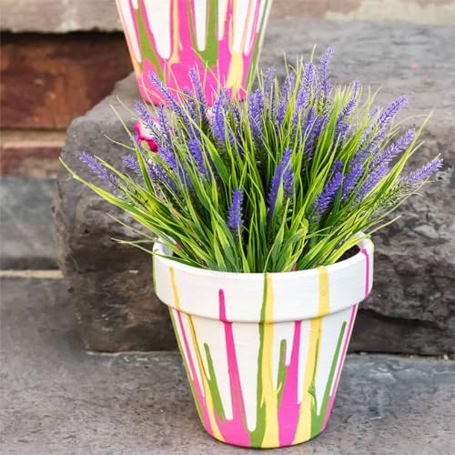 SzJias 20 Pcs Fake Outdoor Plants Artificial Grass UV Resistant Bushes Greenery