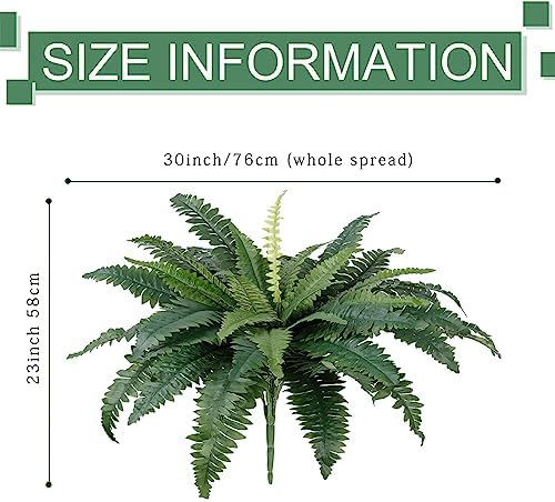 TOCHGREEN Artificial Ferns 2pcs Outdoor Decor 30 Diameter