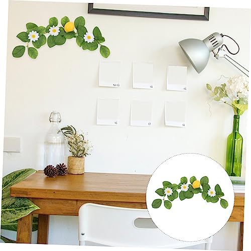 2pcs Artificial Lemon Garland with Dried Slices and Green Leaves