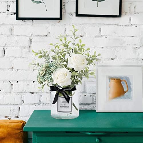 Artificial Flowers with Glass Vase Set