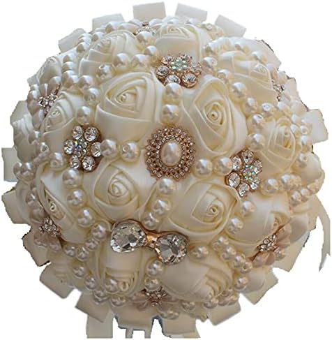 Artificial Yellow Ivory Rose Artificial Flower Bouquet