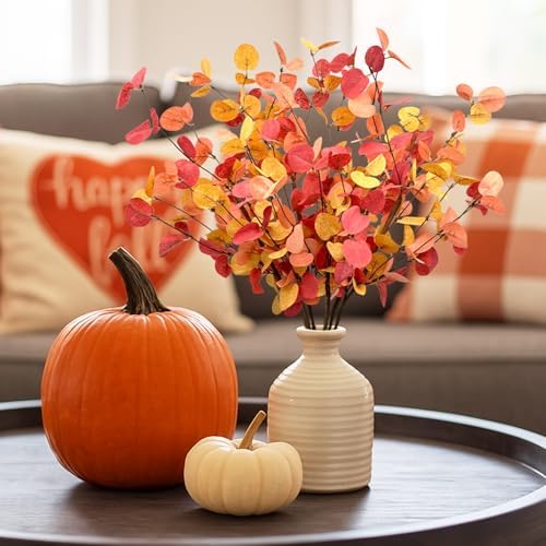 Fall Decor Artificial Eucalyptus Stems 6PCS Farmhouse Decor