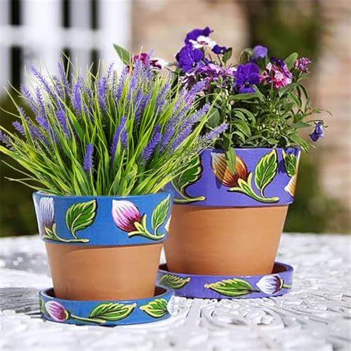 SzJias 20 Pcs Fake Outdoor Plants Artificial Grass UV Resistant Bushes Greenery