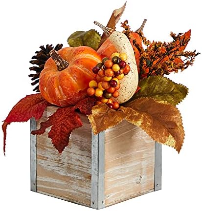 Nearly Natural 8in Fall Pumpkin Gourd Arrangement