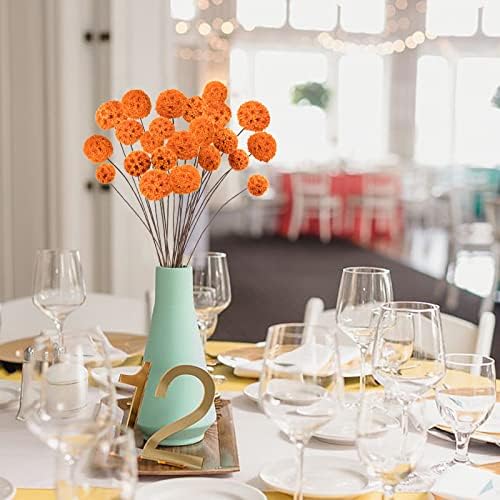 24 PCS Dried Billy Balls Flowers Orange Bouquet
