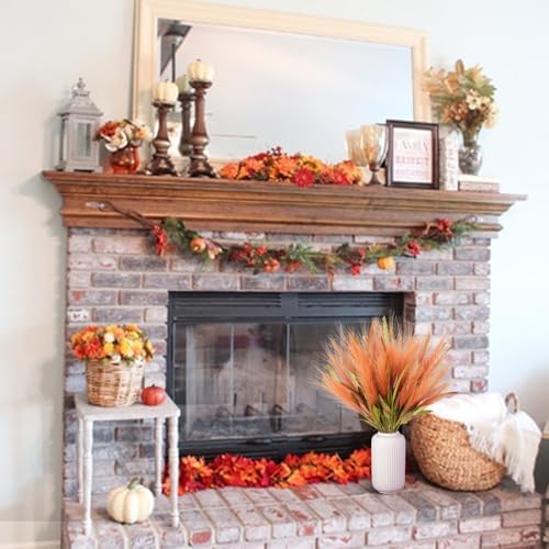 VirtuGro Fall Pampas Grass Decor 6pcs Burnt Orange