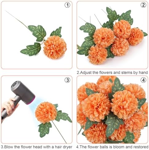 Beferr 10 Pcs Artificial Chrysanthemum Fall Flowers Orange Decorations