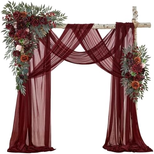WEDFLOR Wedding Arch Flowers with Drapes Kit Pack of 4