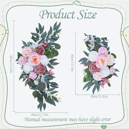 Pink Artificial Flower Wedding Arch Decor 2PCS