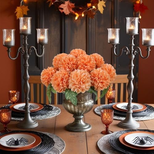 Beferr 10 Pcs Artificial Chrysanthemum Fall Flowers Orange Decorations