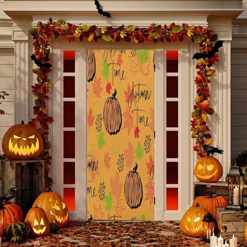 Susiyo Halloween Door Cover Autumn Time Decor 32x79 in