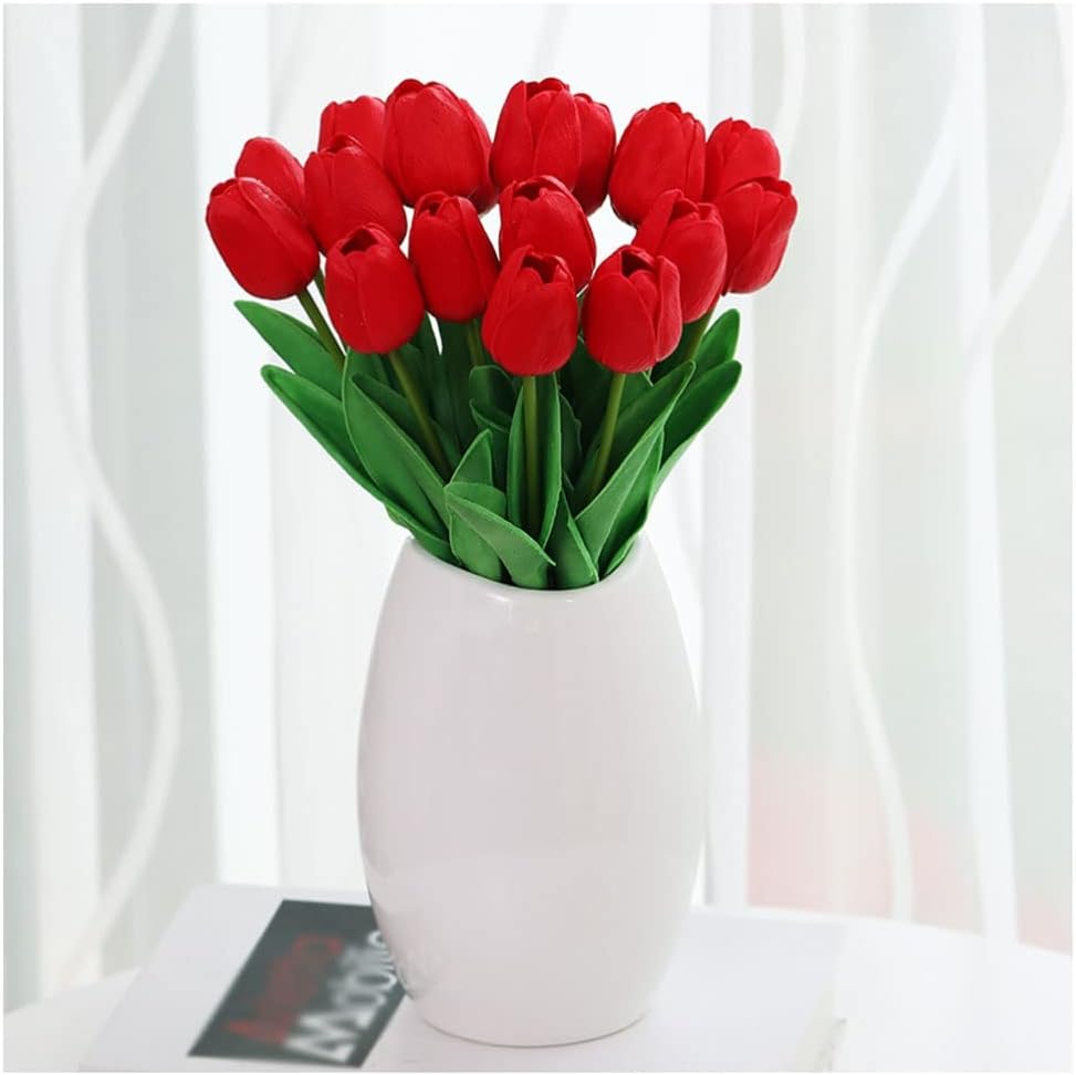 Real Touch Artificial Tulip Flowers with Vase Bouquet Set 1