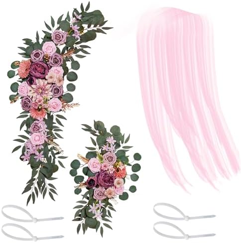Artificial Wedding Arch Flowers Kit with Draping Fabric