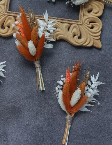 Mini Dried Flower Bouquet Pack of 6 Orange Bohemian Style