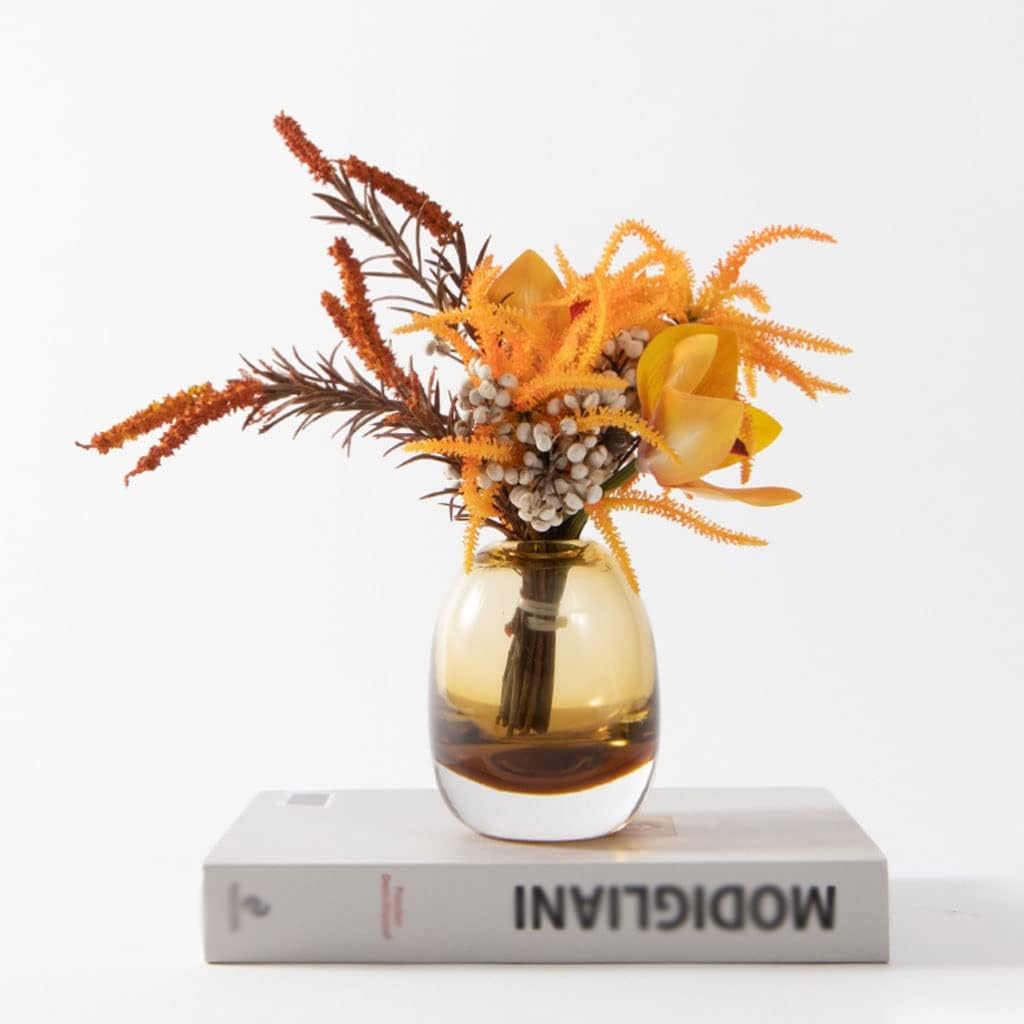 LMJYU Artificial Flowers in Glass Vase Autumn Wedding Christmas Decor