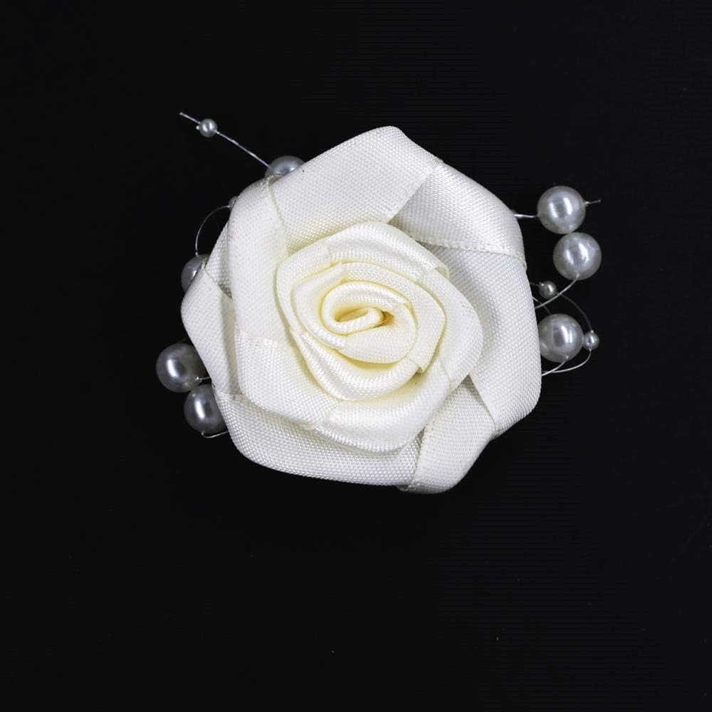 Banlardk Ivory Artificial Flower Buttonhole for Men Wedding Groom Boutonniere