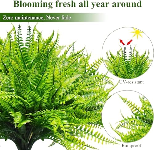 RJDJ UV Resistant Artificial Boston Ferns 2PCS