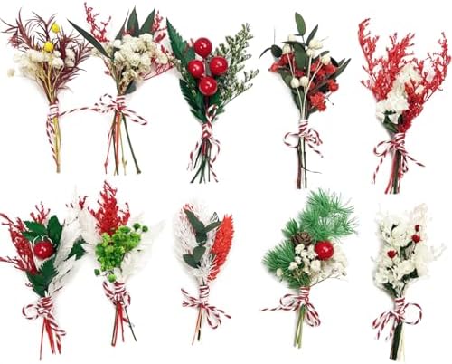 10 PCS Mini Dried Flower Bouquets with Stem