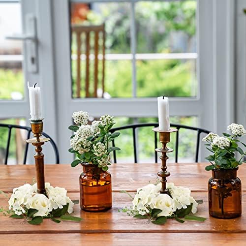 Jutom 8 Pcs Wedding Rose Candle Rings Garland Decor