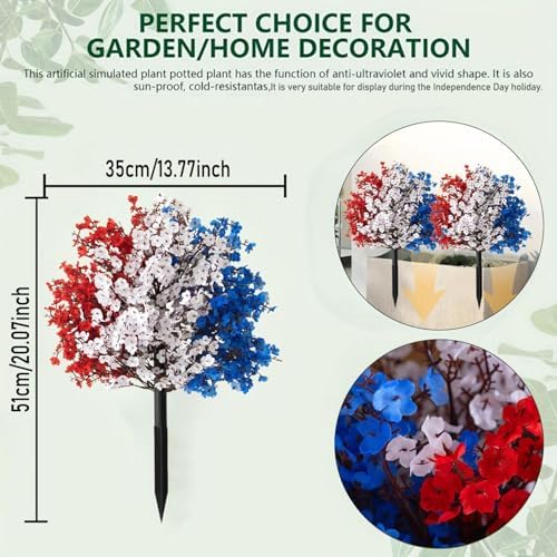 4th of July Artificial Boxwood Topiary with Ground Spikes