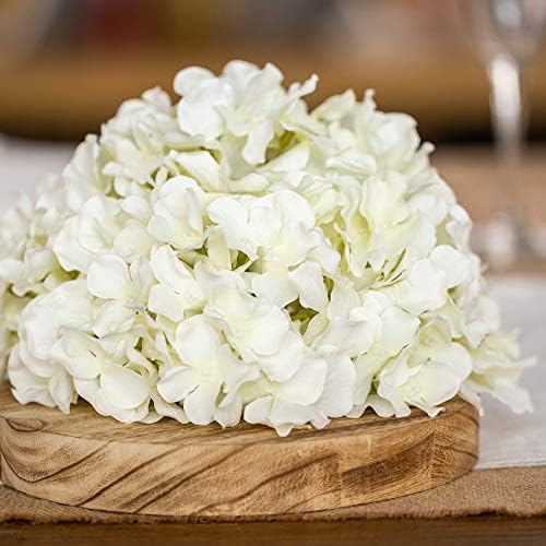 10pcs Faux Hydrangea Silk Flowers Heads with Removable Stems Ivory
