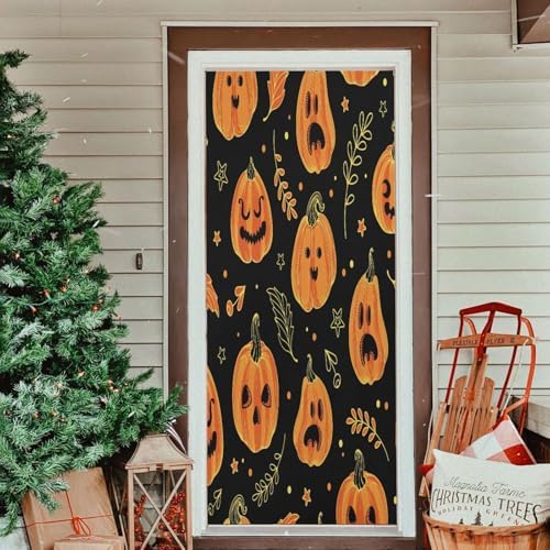 Susiyo Halloween Pumpkin Door Cover 32x79 in
