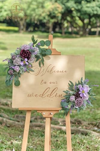 TINGE TIME Artificial Flower Swag Set of 2 Lavender and Plum