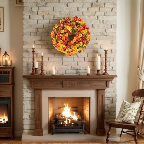 Florielle 20 Inch Fall Wreath with Petunias and Morning Glories