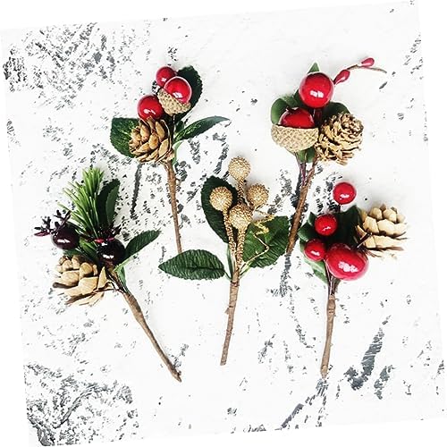 10pcs Artificial Pine Cones with Berries for Christmas Decor