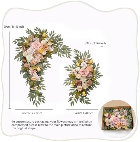 Odouzy Artificial Flowers Wedding Arch Set of 4 Champagne Pink