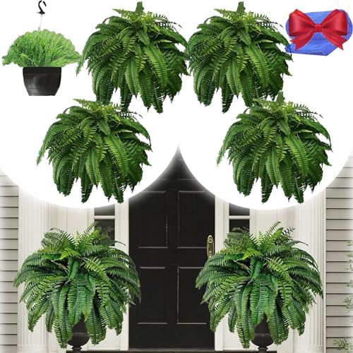 RJDJ Artificial Boston Ferns 4PCS UV Resistant