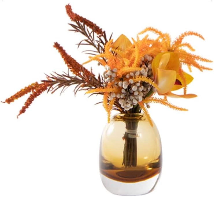 LMJYU Artificial Flowers in Glass Vase Autumn Wedding Christmas Decor