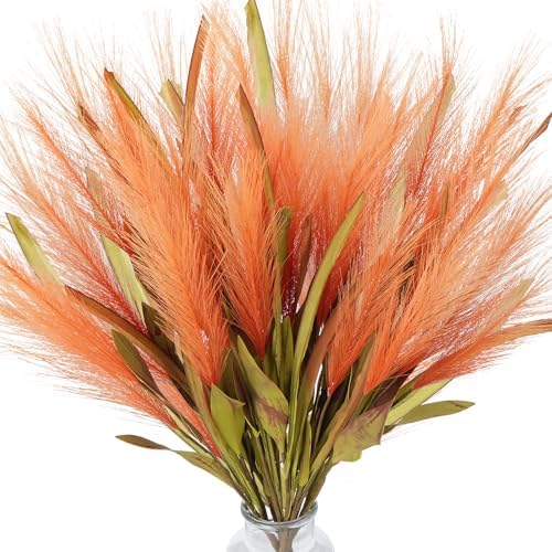 VirtuGro Fall Pampas Grass Decor 6pcs Burnt Orange