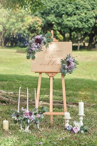 TINGE TIME Artificial Flower Swag Set of 2 Lavender and Plum