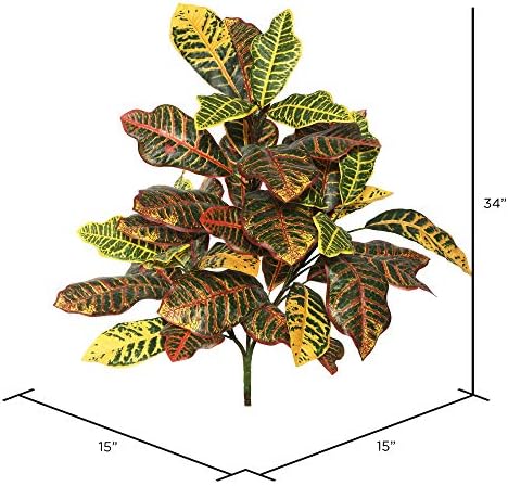 Vickerman 34 Inch Artificial Green and Orange Croton Plant