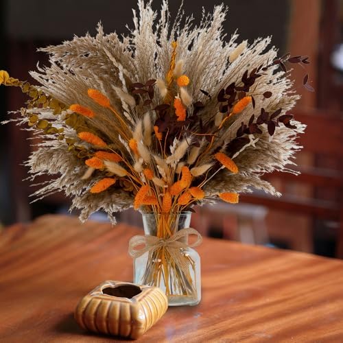 95pcs Pampas Grass Dried Flowers in Vase Boho Decor