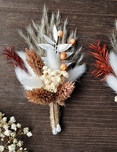 Dried Flowers Boutonniere Set for Men Wedding