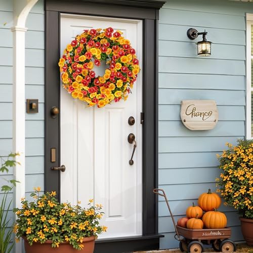 Florielle 20 Inch Fall Wreath with Petunias and Morning Glories