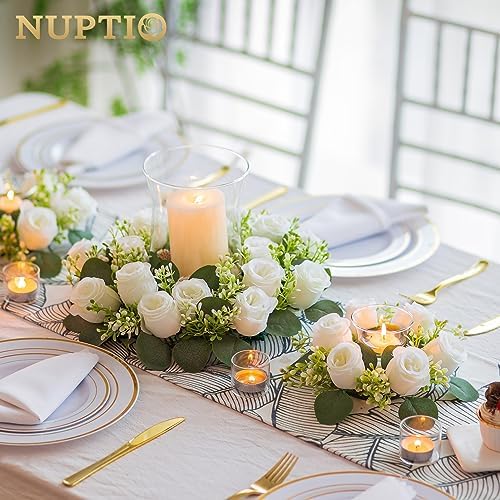 NUPTIO 6 Pcs Artificial Rose Wreaths for Wedding Centerpieces