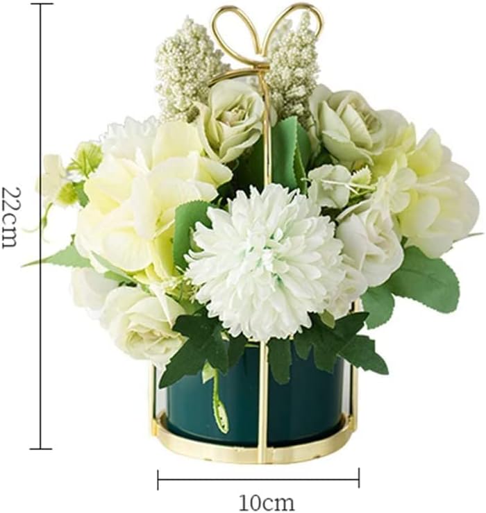 Artificial Flowers with Silk Petals and Ceramic Pot