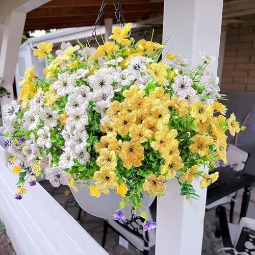 Schedulty Artificial Flowers 18 Bundle UV Resistant Fake Wild Flower Bouquets