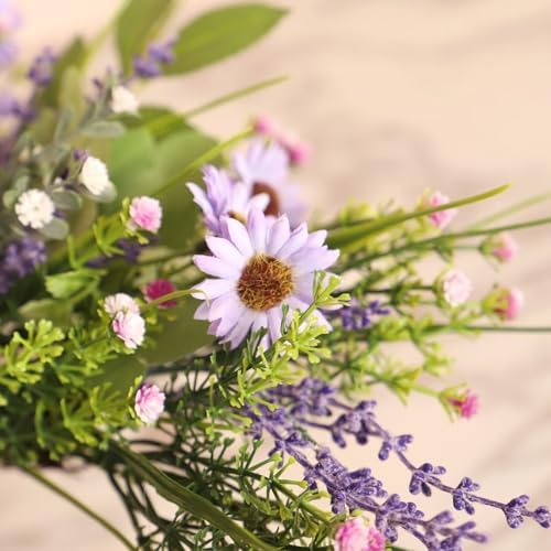 Lovmeety Artificial Spring Daisy Swag with Green Leaves