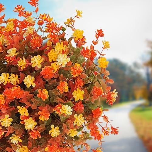 Fall Boxwood Topiary Ball Artificial Plants Set of 2