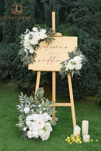 TINGE TIME Artificial Floral Swag Set of 2 Ivory White