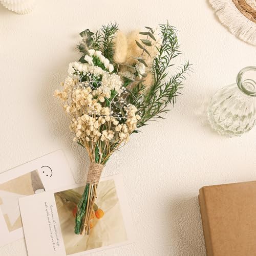 VAIPI Dried Flowers Bouquet with Glass Vase
