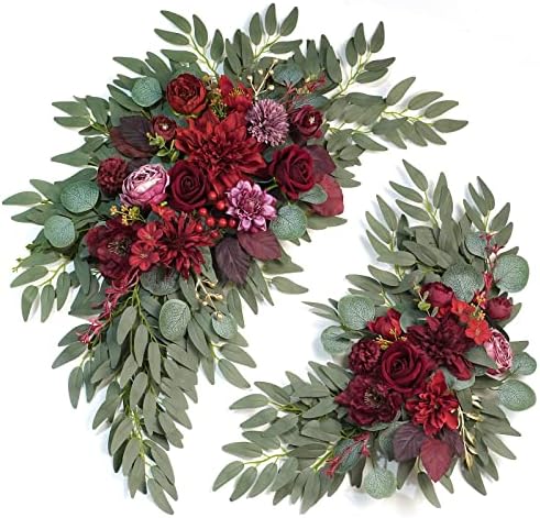 Artificial Wedding Arch Flowers Kit Burgundy