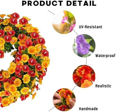 Florielle 20 Inch Fall Wreath with Petunias and Morning Glories