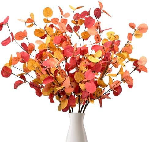 Fall Decor Artificial Eucalyptus Stems 6PCS Farmhouse Decor