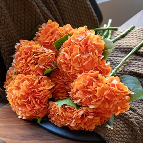 3PCS 22 Inch Realistic Artificial Hydrangeas Orange